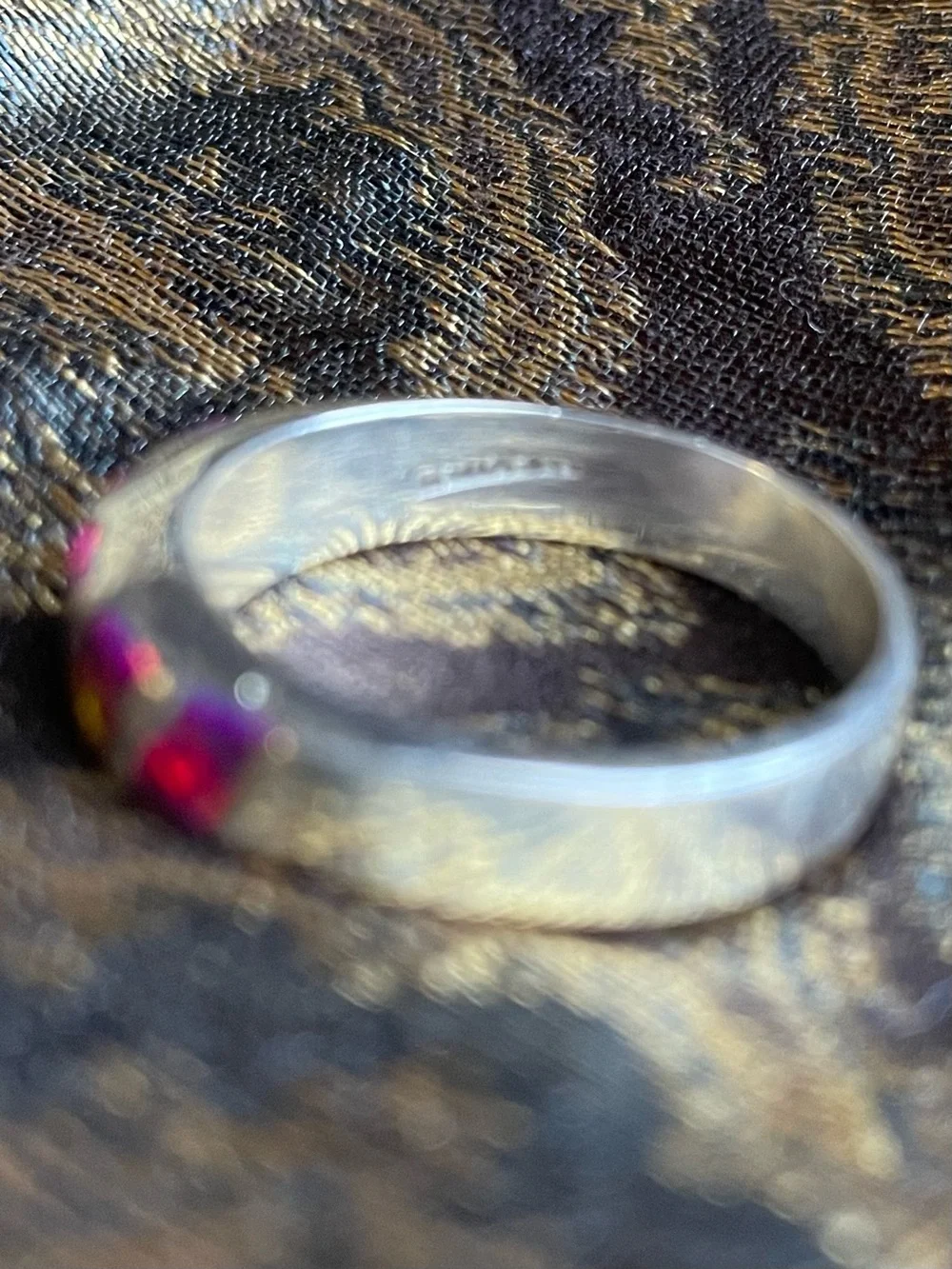 Pink Purple Opal Inlay Vintage Sterling Ring
